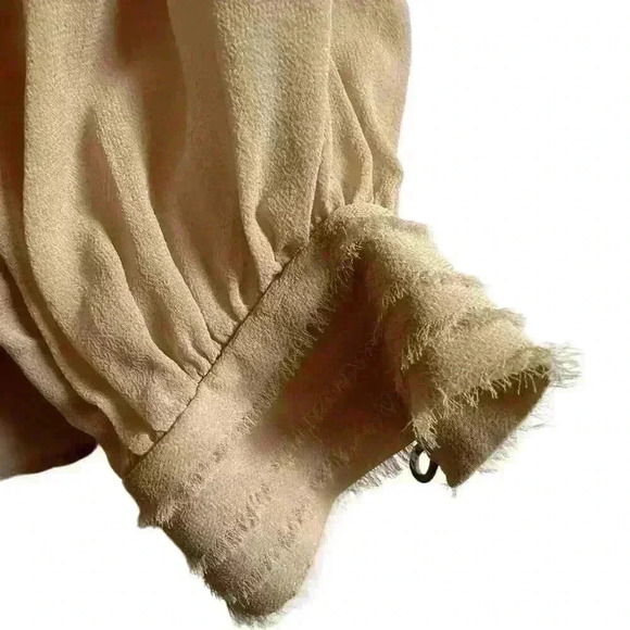 ALICE & OLIVIA EMPLOYED SILK BLOUSE SHEER SLEEVES Size Small - Picture 9 of 12